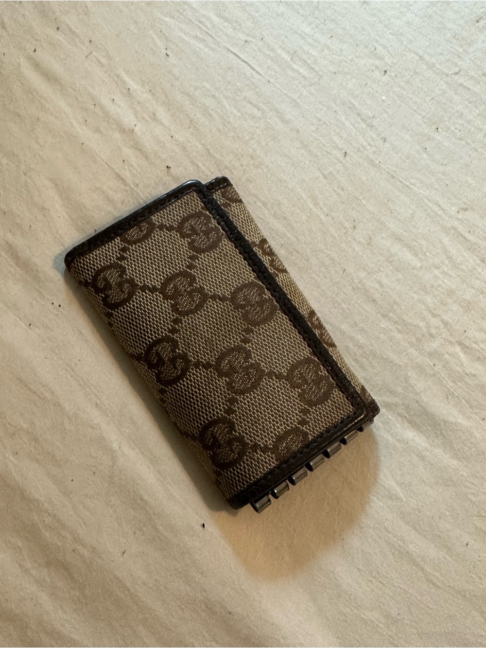 Gucci Brown GG Canvas Key Holder with Dark Trim